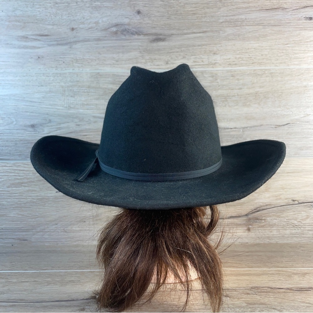 Bailey Brahma Black 7 1/8 Band Men Western Cowboy Hat USA Made 100% Wool VGUC! - Picture 4 of 11